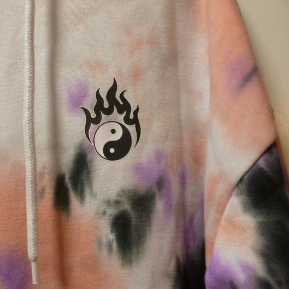 Tie Dye Hoodie with front pocket and logo "KEEP THE MOOD" Women's - Picture 3 of 11